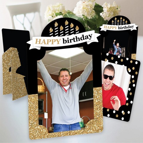 DIY Black and Gold photo booth frame/40th.Birthday photo booth frame with  big flowers 