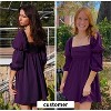 EXLURA Womens Square Neck Dress Long Puff Sleeve A-Line Casual Short Mini Dresses - 3 of 4