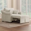 GDFStudio Fynor Modern 3-in-1 Metal and Wood Chenille Upholstered Convertible Sleeper Chair with Adjustable Backrest - 2 of 4