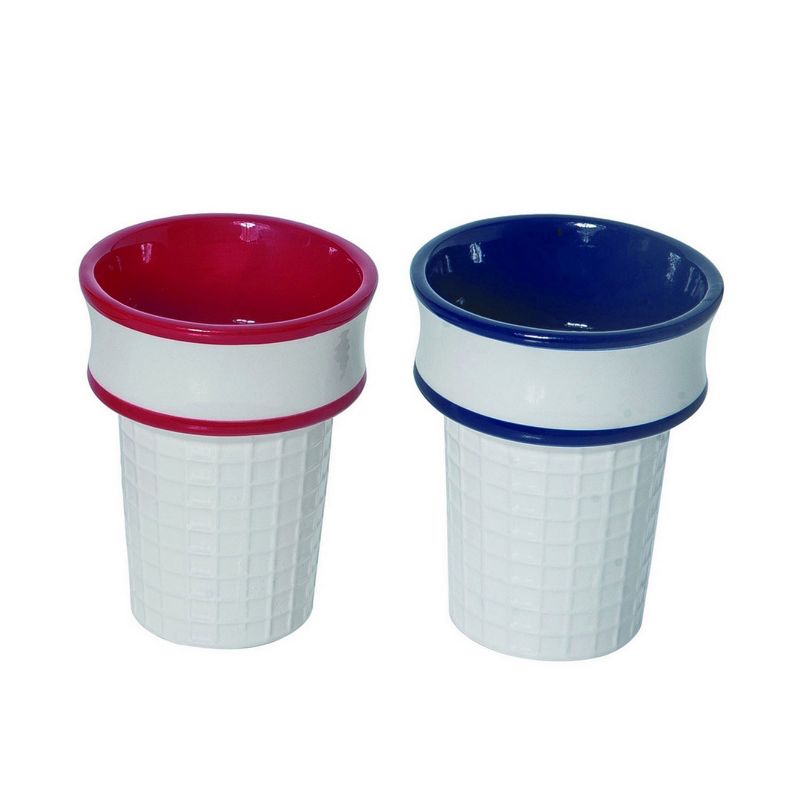 Transpac Dolomite Reuseable Patriotic Themed Cake Cup Ice Cream Cone Shaped Dessert Bowls,4.75H Inches, 3 of 5