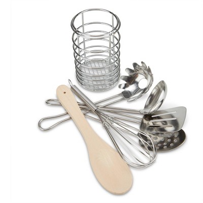 Stainless Steel and Wood Kids' Cooking Utensils Set