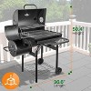 NutriChef Portable Outdoor Charcoal BBQ Grill - Stainless Steel Charcoal Grill Offset Smoker with Cover - SLCSG20, Black - 3 of 4
