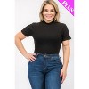 Slickblue Ribbed Short Sleeve Bodysuit for Plus Size Women - Soft Stretch Fabric, Black/Burgundy, Size 1XL-3XL - 2 of 4