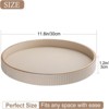 Attop Round Decorative Tray 12 Inch PU Leather Coffee Table Centerpiece Home Decor Ottoman Tray for Jewelry Perfume Keys Beige - 2 of 4