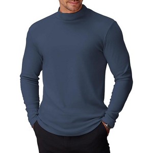 COOFANDY Mens Mock Turtleneck Long Sleeve Shirts Basic Thermal Turtle Neck Undershirt Lightweight Pullover Sweaters Top - 1 of 4
