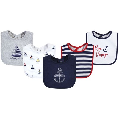 Hudson Baby Infant Boy Cotton Bibs, Captain, One Size