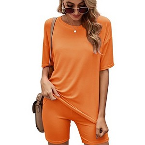 Haute Edition Lightweight Matching Biker Short and T-Shirt Set with Plus - 1 of 2