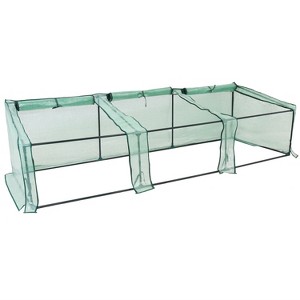 Sunnydaze Outdoor Portable Slanted Top Plant Shelter Mini Cloche Greenhouse with Zipper Doors - Green - 1 of 4