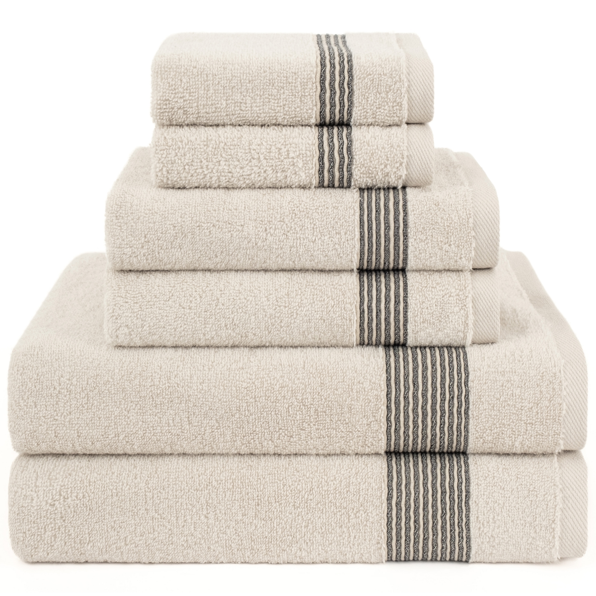 American Soft Linen Pleated Collection 100% Combed Cotton Luxury 6 Piece Towel Set, Zero Twist Ultra Soft and Plush Towels for Bathroom