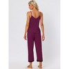 cheibear Women's Soft Cami Top and Capri Lace Trim Sleeveless Summer Pajama Set - 3 of 4