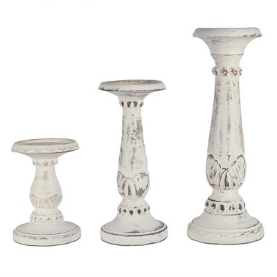 Mela Artisans Pak Set of 3 White Candleholders