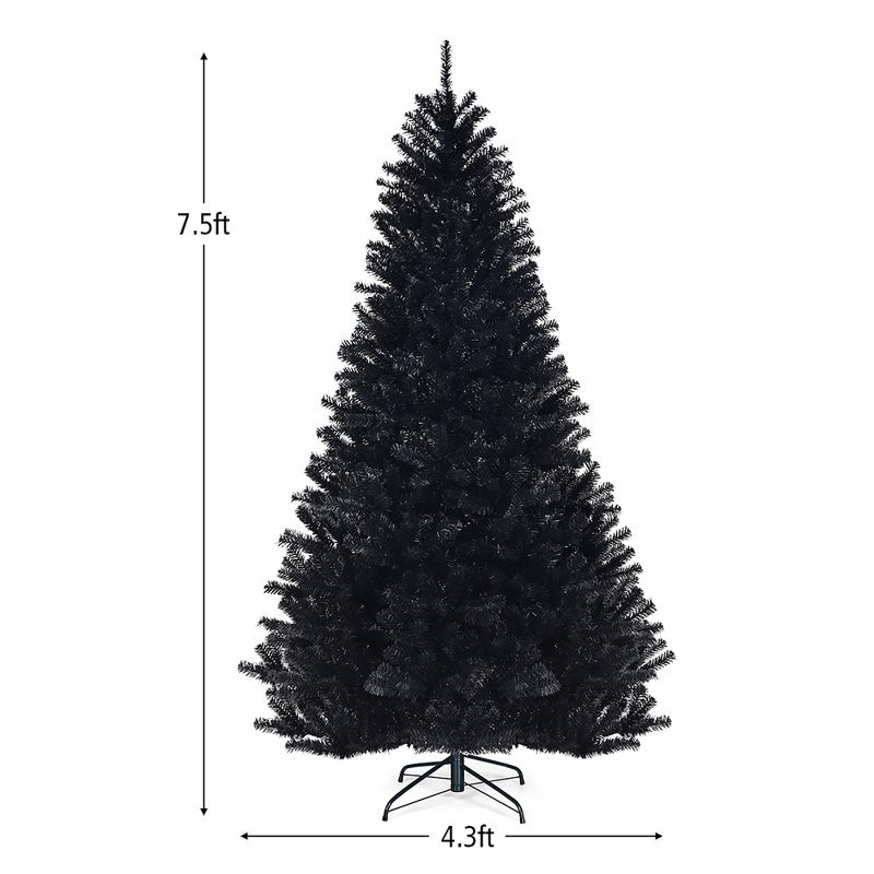 Costway 7.5Ft or 6Ft Hinged Artificial Halloween Christmas Tree Full Tree with Metal Stand Black, 4 of 11
