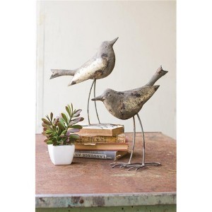 Metal Bird Figurine Set Rustic Grey 12″ H by Kalalou - 1 of 3