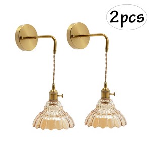 YIYIBYUS Vintage Wall Sconce Set of 2, Modern Wall Sconces with Glass Lampshade - 1 of 4