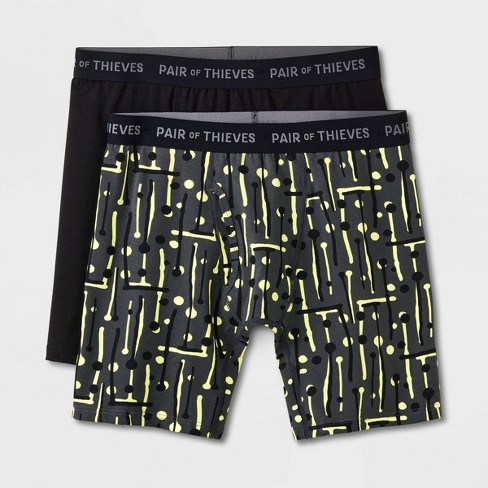 Pair Of Thieves Men's Lines & Dots Super Soft Boxer Briefs 2pk - Black/gray  M : Target