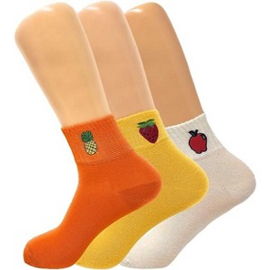 Fruit Ankle Mini Half Crew Socks for Women Cotton Blend Thin and Breathable 3 Pairs - 1 of 1