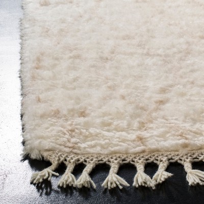 Ivory Hand-Tufted Wool Shag Area Rug - 5' x 8'