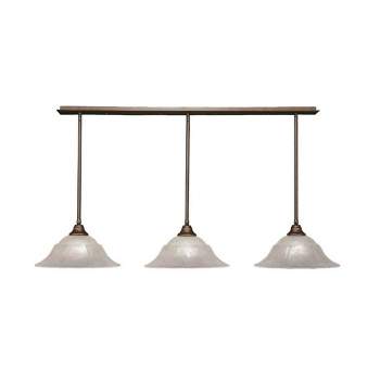 Toltec Lighting Stem 3 - Light Chandelier in  Bronze with 16" Amber Marble Shade
