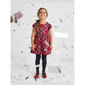 The Children's Place Baby Girls Matching Family Christmas Short Sleeve Plaid Satin Fit And Flare Dress - 1 of 4