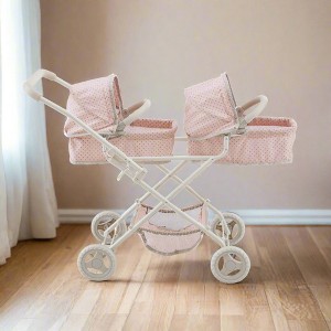 Olivia's Little World Polka Dot Princess Baby Doll Twin Bassinet Stroller, Pink - 1 of 4