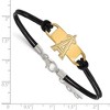 Black Bow Jewelry 14K Yellow Gold Plated S.S. MLB LA Angels Leather Bracelet, 7 In - image 2 of 3