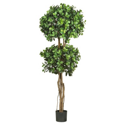 Nearly Natural Eucalyptus Double Ball Topiary Silk Tree (5.5")