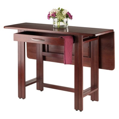Walnut 3-Piece Drop-Leaf Dining Set with Ladder Back Chairs
