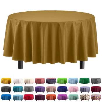 Crown Display Disposable Plastic Tablecloth 84 Inch Round- 6 Pack