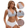 INSPIRE CHIC Women's Deep V Neck Lace Sheer Front Closure Wirefree Tank Back Training Plunge Bras - 3 of 4