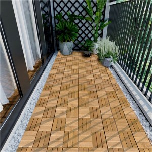 SKRAN Interlocking Deck Tiles Checker Pattern, Square Yellow Acacia Hardwood Outdoor Flooring for Patio, Bancony, Pool Side - 1 of 4