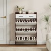 SKRAN Shoe Cabinet for Entryway,4 Tier Wood Flip Down Shoe Rack with 3 Doors 2 Drawers, Slim Shoe Storage Cabinet for Hallway - 2 of 4