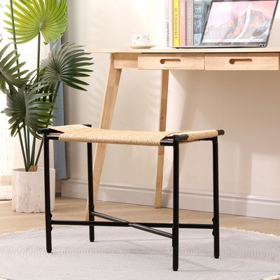 KTMBDW Handwoven Paper Rope Ottoman, Vanity Stools for Entryway Natural Footstool for Living Room, Bedroom