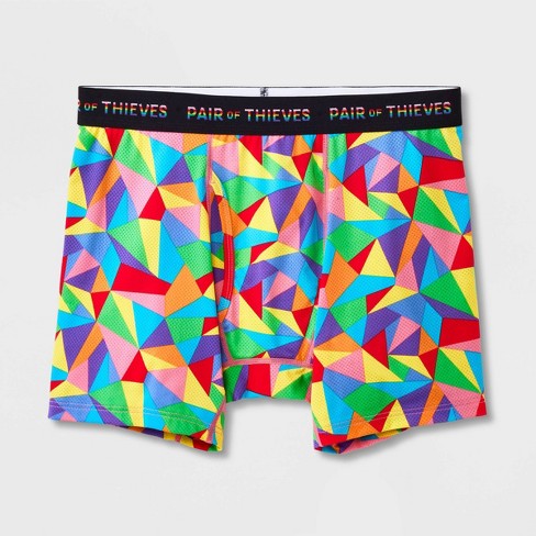 Pair Of Thieves Men's Rainbow Abstract Print Super Fit Boxer Briefs -  Red/blue/green : Target