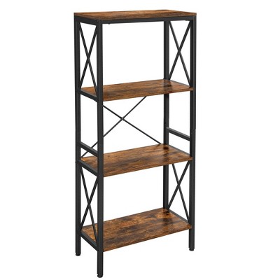 VASAGLE DAINTREE Bookshelf, Kitchen Shelf, Free Standing Shelf, Ladder Rack  with 4 Open Shelves, for Kitchen, Office, Stable Steel Frame