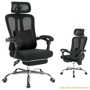 Ergonomic Office Chair with Adjustable Headrest, Lumbar Support & Retractable Footrest - Home Executive Desk Chair - 1 of 4