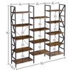 Whizmax Triple Wide 5 Tier Metal Fram BookShelf, Large Industrial Bookcases with Open Display Shelves,RetroBrown - 2 of 4