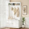 MAYEERTY Black 71" 6-in-1 Farmhouse Hall Tree with Shoe Storage, 7 Hooks & Bench - Entryway - 2 of 4