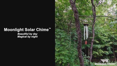 Bronze Solar-Powered Wind Chime with Teak Finish, 29"
