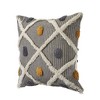 HomeRoots Set of Two Black and Yellow Striped Cotton Throw Pillows With Fringe - 4 of 4