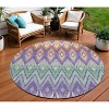 Purple Lilac And Orange Southwestern Washable Indoor Outdoor Area Rug - 2 of 4