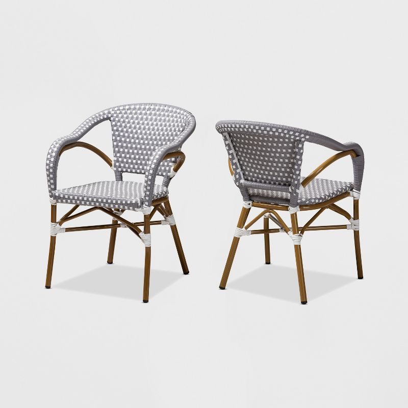 Set of 2 Eliane Indoor and Outdoor Stackable Bistro Dining Chairs - BaxtonStudio, 1 of 8
