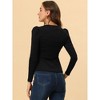INSPIRE CHIC Women's Round Neck Button Decor Long Sleeve Peplum Shirts - 4 of 4