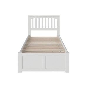 Twin Platform Bed with Trundle - Coastal Cottage Style, White Finish, Mission Design, Space Saving - 1 of 4
