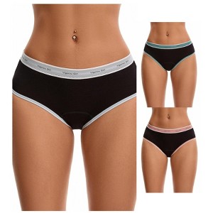 INSPIRE CHIC 3 Packs Women's Mid Rise Letter Print Contrast Binding Leak Proof Underpants - 1 of 4