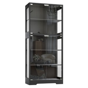 70" Modern 5 Layer Display Cabinet, Curio Cabinet, Glass Display Cases for Collectibles, Tall Storage Cabinet with Glass Doors - 1 of 4