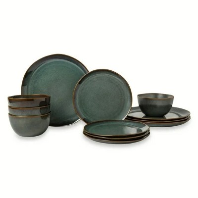 LunaLulinlk 12-Piece Ceramic Set salad plates & bowls Dining Plates