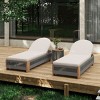 2-Piece Outdoor Rope Chaise Lounge Set with Woven Side Table, Wood Poolside Sun Lounger with Beige Cushion for Patio or Deck – The Pop Home - 2 of 4