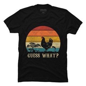 Men's Design By Humans Retro Guess What? Chicken Behind By Chos T-Shirt - 1 of 2