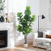 Artificial Fiddle Leaf Fig Tree with Planter Fake Tree Artificial Plants Faux Tree for Decor Indoor Outdoor Home Office Living Room Floor Decoration - 2 of 4