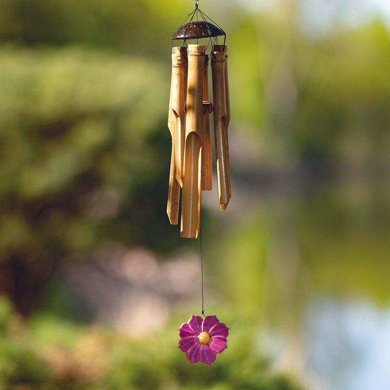 Woodstock Windchimes Flower Bamboo Chime Cosmos, Wind Chimes For Outside, Wind Chimes For Garden, Patio, and Outdoor Décor, 24"L, 2 of 7